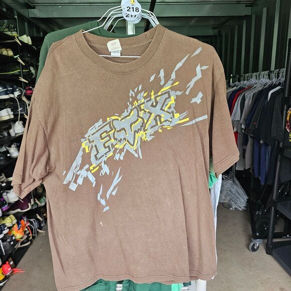 Yellow and Brown Short Sleeve Tee with Abstract Graphic - Picture 1 of 4